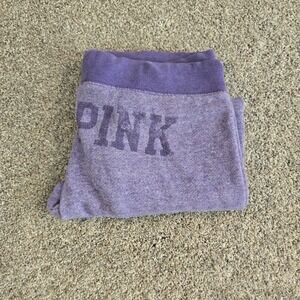 Victorias Secret PINK Y2K Sweatpants Size Small  Purple Butt Spellout ‎ Capris